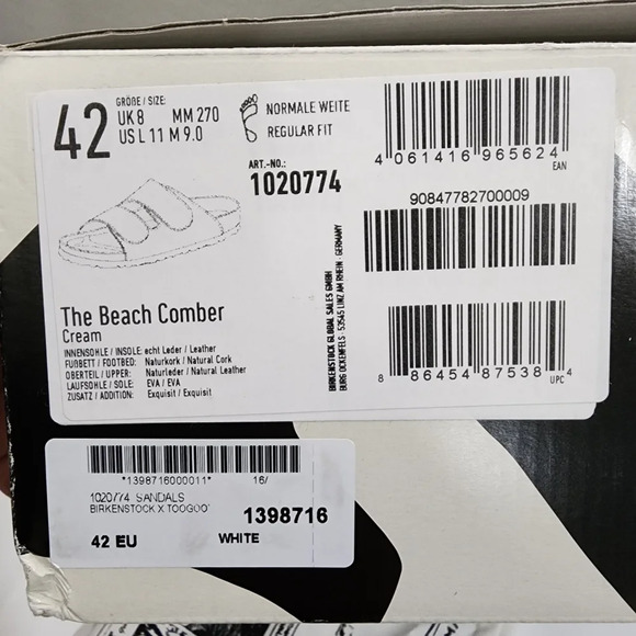 Birkenstock The Beach Comber Sandals in Cream L11 M9 - Picture 9 of 9